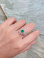 14K GOLD 0.73 CTW VIVID GREEN NATURAL EMERALD & DIAMOND RING