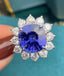 14K GOLD 10.39 CT NATURAL TANZANITE & DIAMOND RING