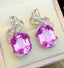 14K GOLD 39.2 CT NATURAL KUNZITE & DIAMOND EARRINGS