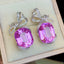 14K GOLD 39.2 CT NATURAL KUNZITE & DIAMOND EARRINGS