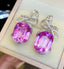 14K GOLD 39.2 CT NATURAL KUNZITE & DIAMOND EARRINGS