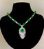 14K GOLD 8 CT VIVID GREEN NATURAL EMERALD & DIAMOND NECKLACE