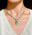 14K GOLD 8 CT VIVID GREEN NATURAL EMERALD & DIAMOND NECKLACE