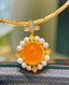 14K GOLD 7.5 CT NATURAL SPESSARTINE & DIAMOND PENDANT