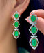 14K GOLD 5.5 CT VIVID GREEN NATURAL EMERALD & DIAMOND EARRINGS