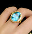 14K GOLD 7.65 CT NATURAL AQUAMARINE & DIAMOND RING