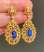 14K GOLD 2.8 CT NATURAL SAPPHIRE & DIAMOND EARRINGS