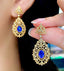 14K GOLD 2.8 CT NATURAL SAPPHIRE & DIAMOND EARRINGS