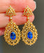 14K GOLD 2.8 CT NATURAL SAPPHIRE & DIAMOND EARRINGS