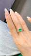 14K GOLD 0.89 CTW VIVID GREEN NATURAL EMERALD & DIAMOND RING