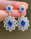 14K GOLD 2.6 CT NATURAL SAPPHIRE & DIAMOND EARRINGS