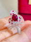 14K GOLD 1.92 CTW NATURAL RUBY & DIAMOND RING