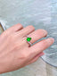 14K GOLD 1.10 CTW VIVID GREEN NATURAL EMERALD & DIAMOND RING