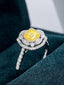 14K GOLD 0.90 CTW NATURAL YELLOW DIAMOND & DIAMOND RING