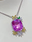 14K GOLD 34.86 CTW NATURAL KUNZITE & DIAMOND PENDANT