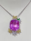 14K GOLD 34.86 CTW NATURAL KUNZITE & DIAMOND PENDANT