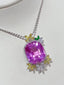 14K GOLD 34.86 CTW NATURAL KUNZITE & DIAMOND PENDANT