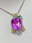 14K GOLD 34.86 CTW NATURAL KUNZITE & DIAMOND PENDANT