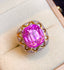 14K GOLD 14.3 CT NATURAL KUNZITE & DIAMOND RING