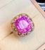 14K GOLD 14.3 CT NATURAL KUNZITE & DIAMOND RING