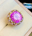 14K GOLD 14.3 CT NATURAL KUNZITE & DIAMOND RING