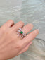 14K GOLD 0.92 CTW VIVID GREEN NATURAL EMERALD & DIAMOND RING