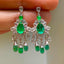 14K GOLD 3.52 CT NATURAL EMERALD & SAPPHIRE EARRINGS