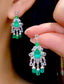 14K GOLD 3.52 CT NATURAL EMERALD & SAPPHIRE EARRINGS