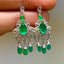 14K GOLD 3.52 CT NATURAL EMERALD & SAPPHIRE EARRINGS