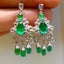 14K GOLD 3.52 CT NATURAL EMERALD & SAPPHIRE EARRINGS