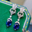 14K GOLD 2.65 CTW NATURAL SAPPHIRE & DIAMOND EARRINGS