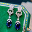 14K GOLD 2.65 CTW NATURAL SAPPHIRE & DIAMOND EARRINGS