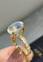 14K GOLD 4.91 CTW NATURAL MOONSTONE & DIAMOND RING