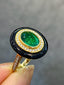 14K GOLD 1.78 CTW VIVID GREEN NATURAL EMERALD & DIAMOND RING