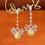 14K GOLD 0.94 CTW NATURAL YELLOW DIAMOND & DIAMOND EARRINGS