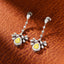 14K GOLD 0.94 CTW NATURAL YELLOW DIAMOND & DIAMOND EARRINGS