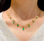 14K GOLD 4.5 CT VIVID GREEN NATURAL EMERALD NECKLACE