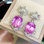 14K GOLD 33.5 CT NATURAL KUNZITE & DIAMOND EARRINGS