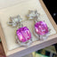 14K GOLD 33.5 CT NATURAL KUNZITE & DIAMOND EARRINGS