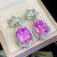 14K GOLD 33.5 CT NATURAL KUNZITE & DIAMOND EARRINGS