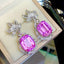 14K GOLD 33.5 CT NATURAL KUNZITE & DIAMOND EARRINGS