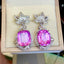 14K GOLD 33.5 CT NATURAL KUNZITE & DIAMOND EARRINGS