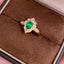 14K GOLD 0.83 CTW VIVID GREEN NATURAL EMERALD & DIAMOND RING