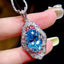 14K GOLD 5.97 CTW NATURAL AQUAMARINE & DIAMOND PENDANT