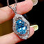 14K GOLD 5.97 CTW NATURAL AQUAMARINE & DIAMOND PENDANT