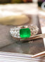 14K GOLD 1.45 CTW VIVID GREEN NATURAL EMERALD & DIAMOND RING