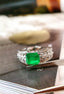 14K GOLD 1.45 CTW VIVID GREEN NATURAL EMERALD & DIAMOND RING