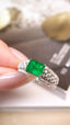 14K GOLD 1.45 CTW VIVID GREEN NATURAL EMERALD & DIAMOND RING