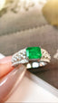 14K GOLD 1.45 CTW VIVID GREEN NATURAL EMERALD & DIAMOND RING