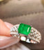 14K GOLD 1.45 CTW VIVID GREEN NATURAL EMERALD & DIAMOND RING